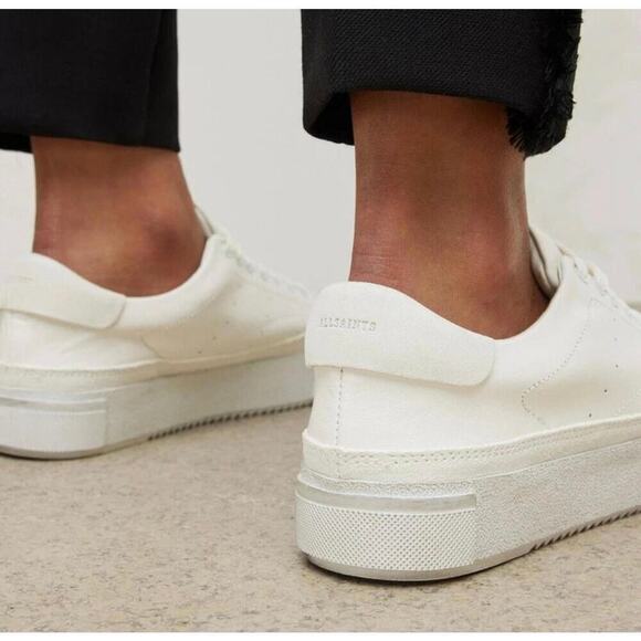NEW All Saints Trish Leather Sneakers Women's White Size 11 - Picture 2 of 11